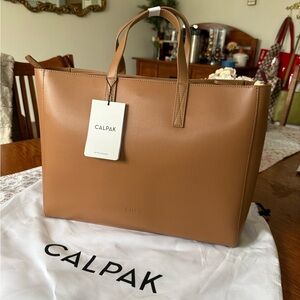 NWT Calpak Cognac Leather Tote Bag